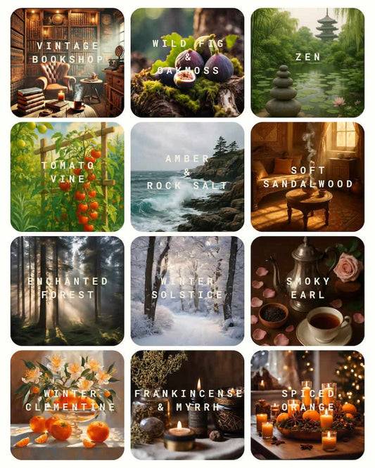 Collection of themed images with text labels in a grid layout.