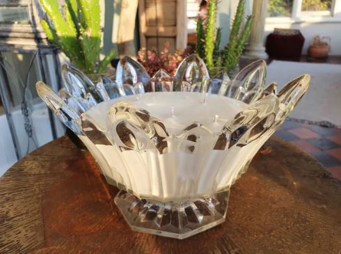 large glass bowl candle with 5 wicks