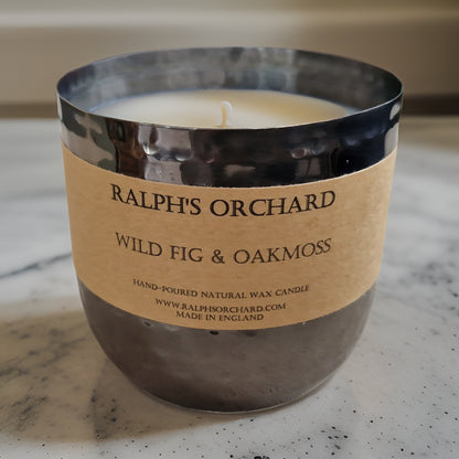 wild fig & oakmoss scented candle 2 wick black