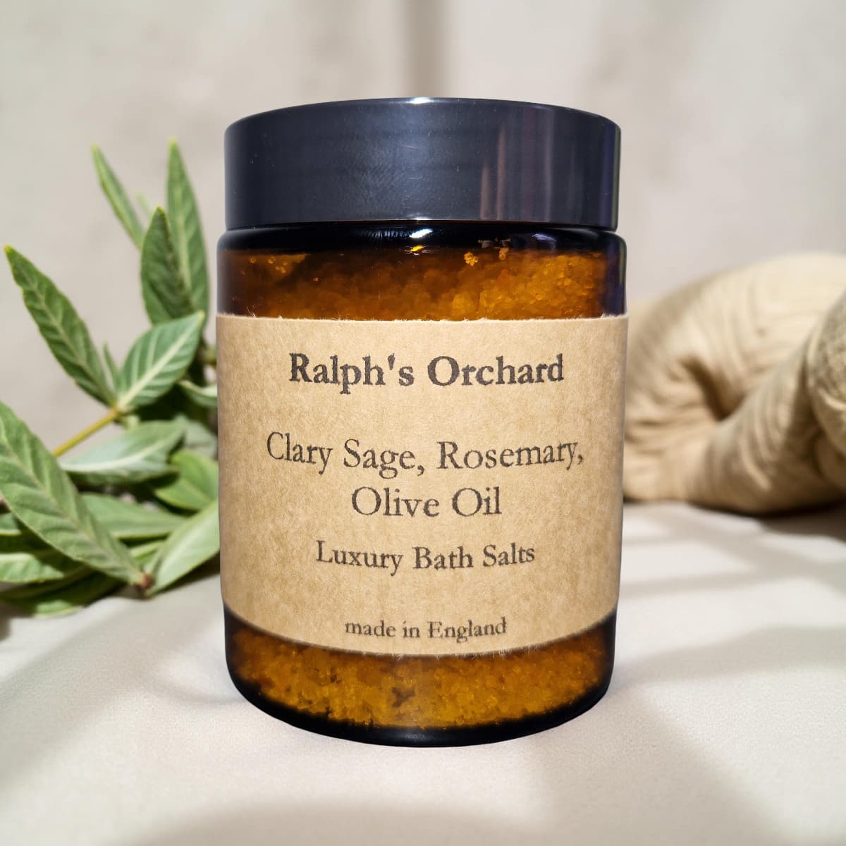 Bath salts in amber jar