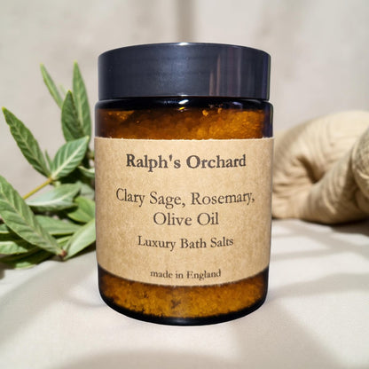 Bath salts in amber jar