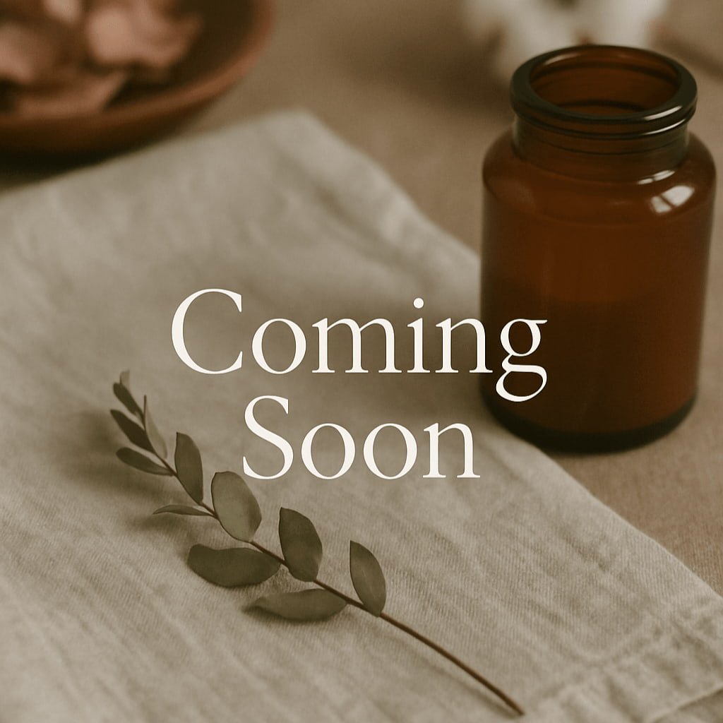 Brown bottle on a textured surface with 'Coming Soon' text overlay