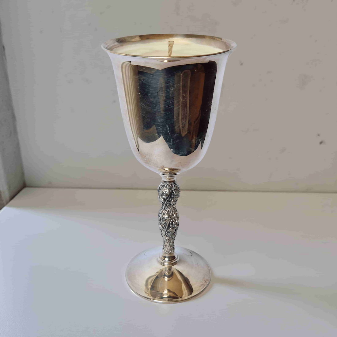 silver goblet candle