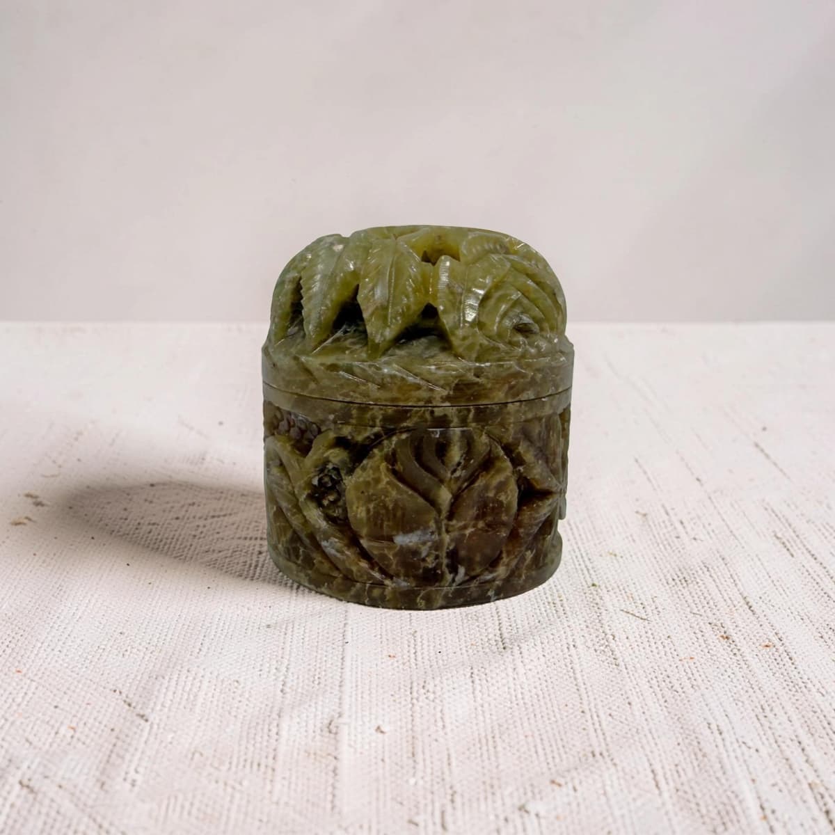 Vintage Carved Soapstone Pot Candle