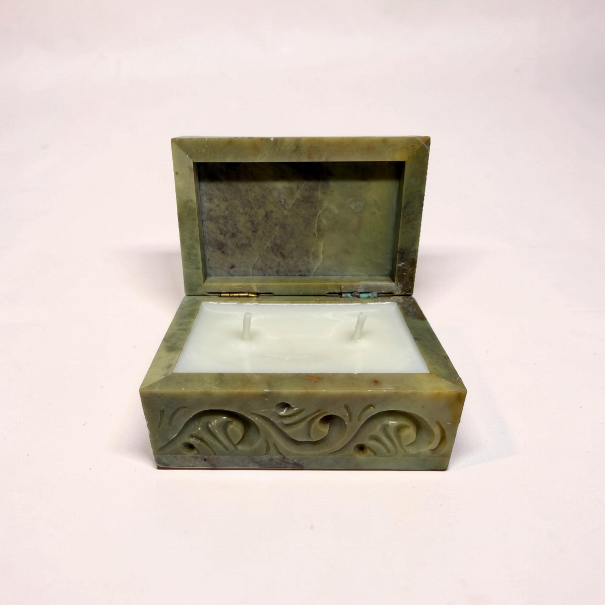 Vintage Carved Soapstone Elephant Trinket Candle