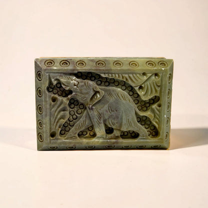 Vintage Carved Soapstone Elephant Trinket Candle