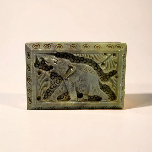 Vintage Carved Soapstone Elephant Trinket Candle