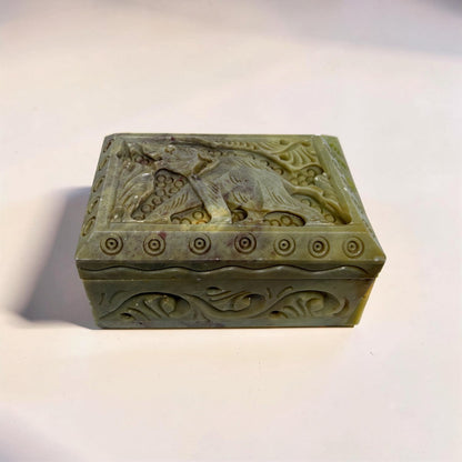 Vintage Carved Soapstone Elephant Trinket Candle