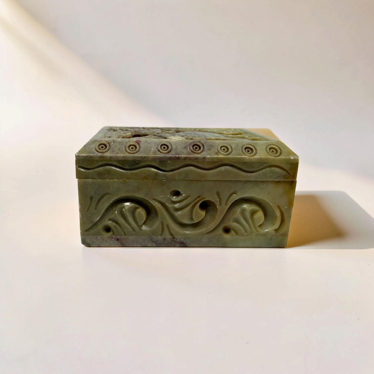 Vintage Carved Soapstone Elephant Trinket Candle