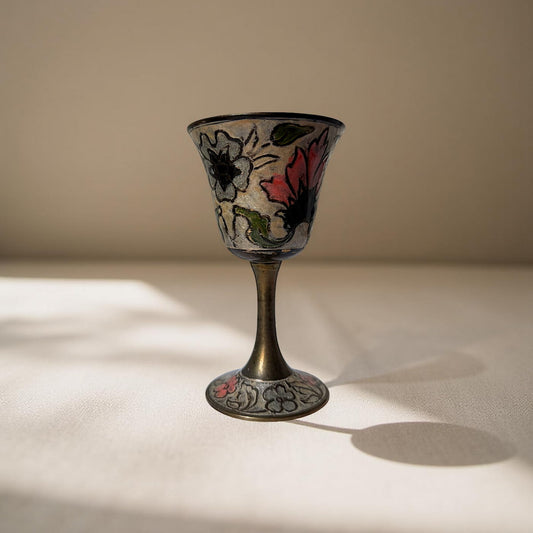 Mini Floral Metal Goblet Candle – Sage, Cedarwood & Damson Plum