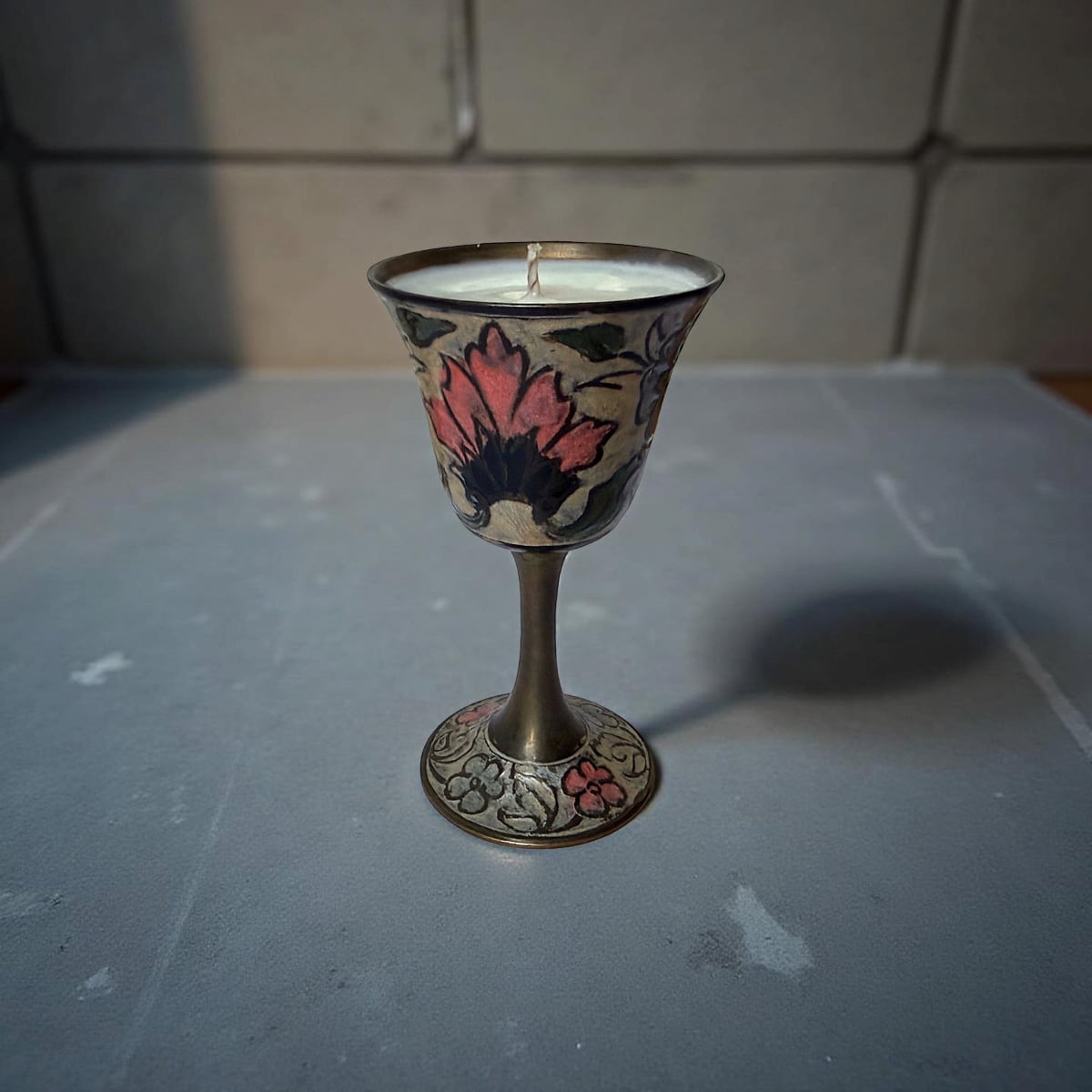 flowered goblet candle
