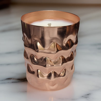 Pomegranate & Sage scented soy candle in copper tin