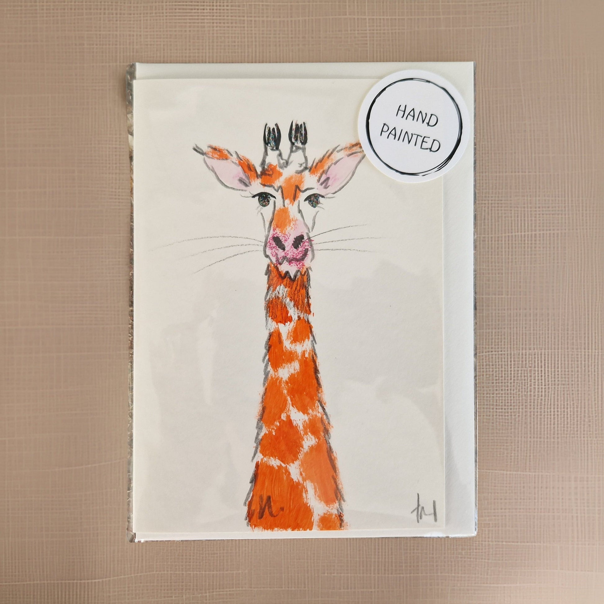 Giraffe Handpainted Greeting Card