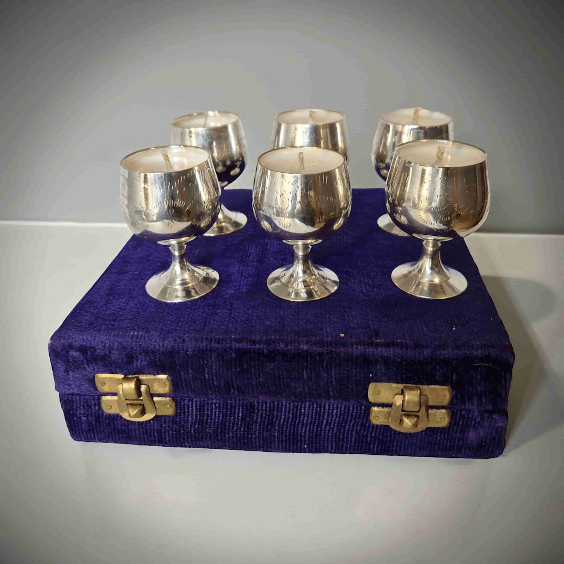 Repurposed Silver Goblet Candle Set – Library, Amber & Forest Scents