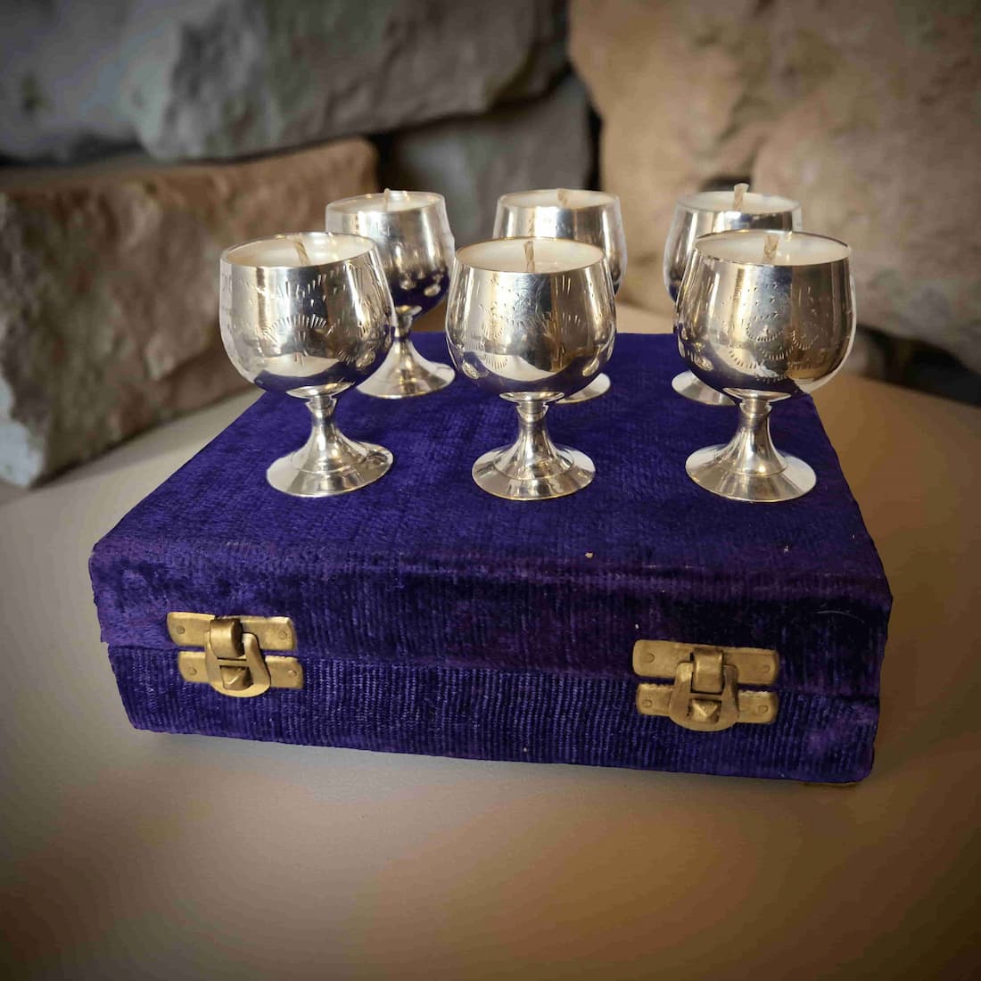 Repurposed Silver Goblet Candle Set – Library, Amber & Forest Scents