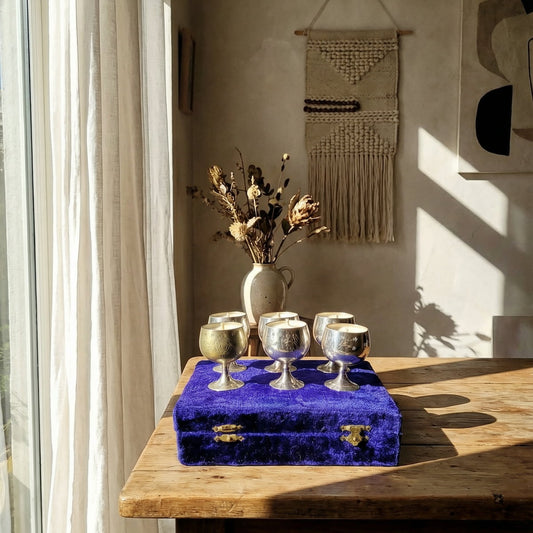 repurposed goblet candles on dining table