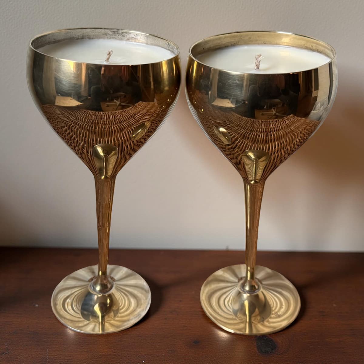 Repurposed Vintage Golden Goblet Candles