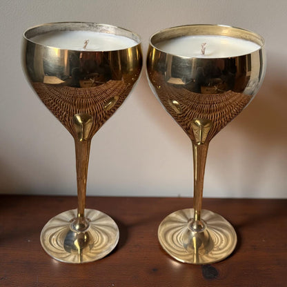 Repurposed Vintage Golden Goblet Candles
