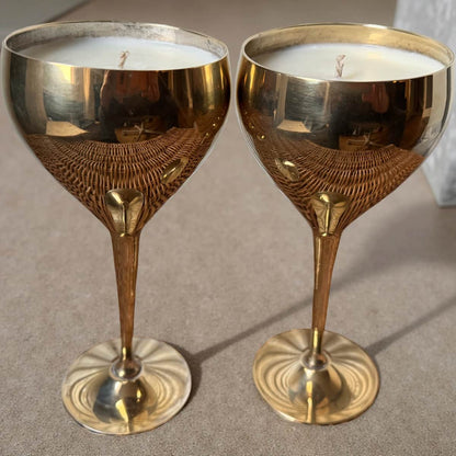 Repurposed Vintage Golden Goblet Candles