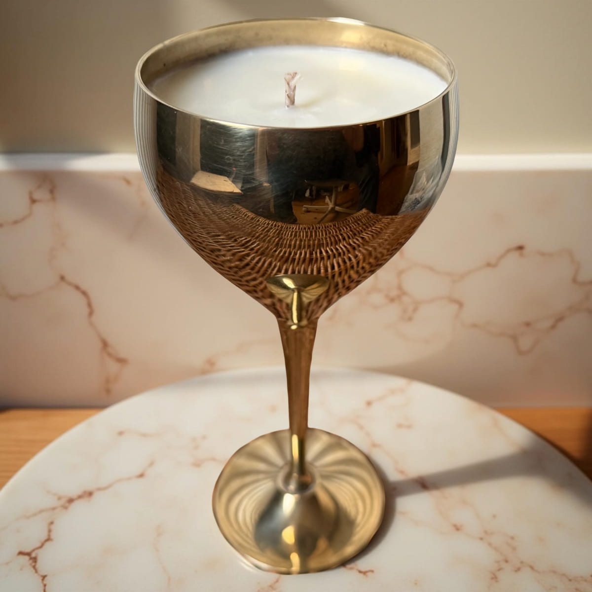 Repurposed Vintage Golden Goblet Candles