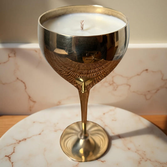 Repurposed Vintage Golden Goblet Candles