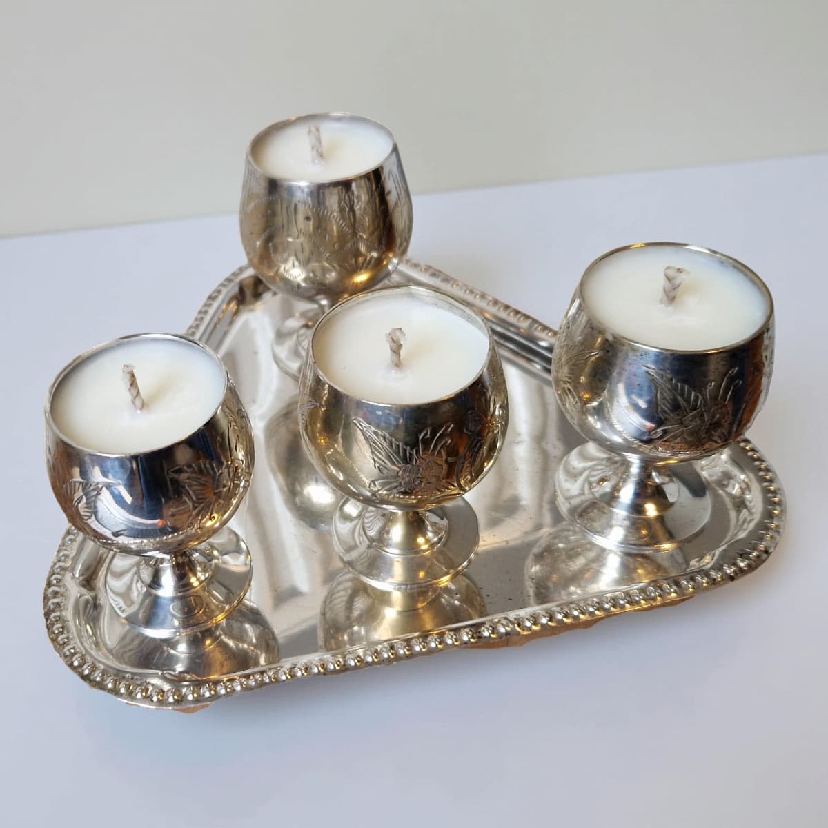 Mini Goblet Candle Quartet in Vintage Bookshop Scent
