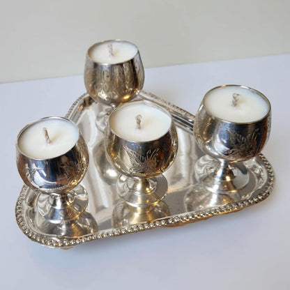 Mini Goblet Candle Quartet in Vintage Bookshop Scent