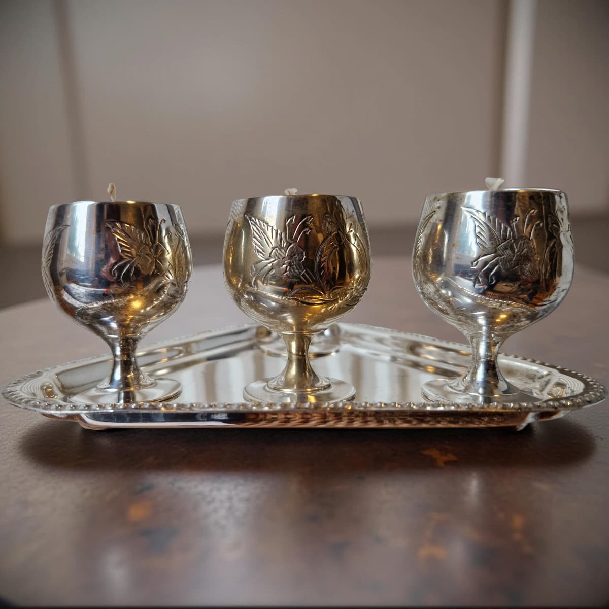 Mini Goblet Candle Quartet in Vintage Bookshop Scent