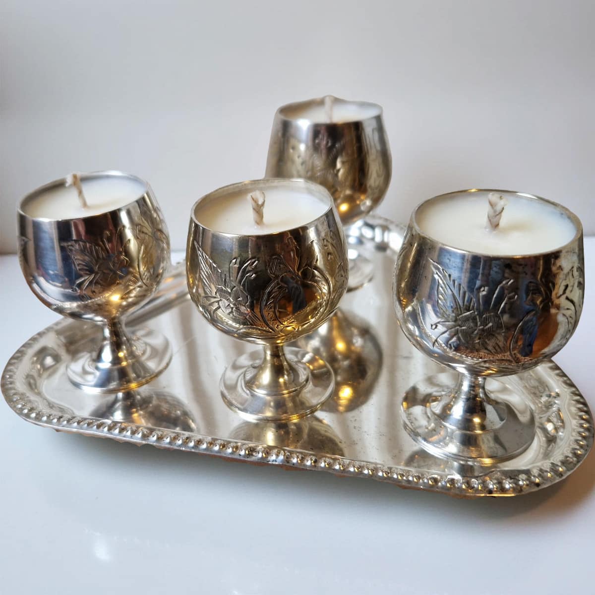Mini Goblet Candle Quartet in Vintage Bookshop Scent