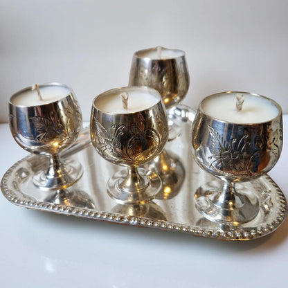 Mini Goblet Candle Quartet in Vintage Bookshop Scent