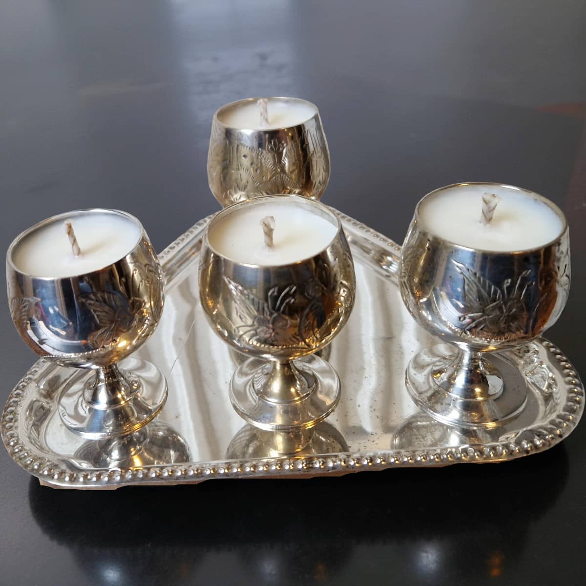 Mini Goblet Candle Quartet in Vintage Bookshop Scent