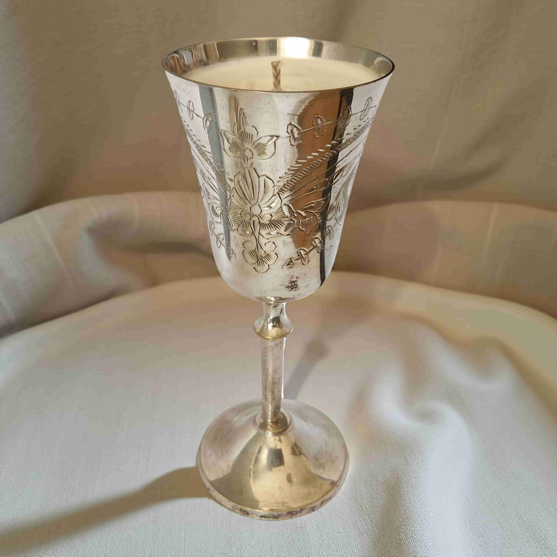 silver goblet candle