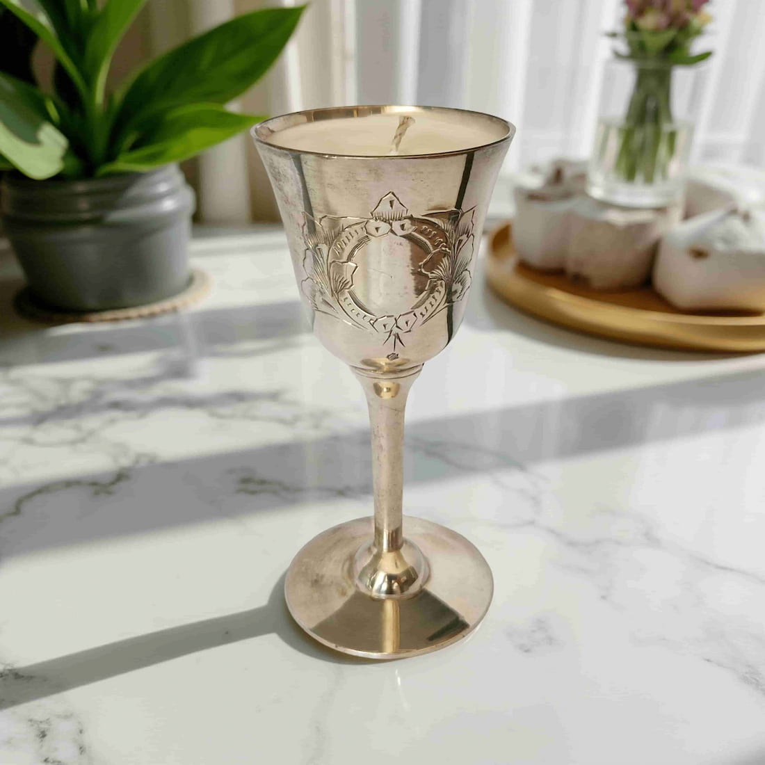 silver goblet candle