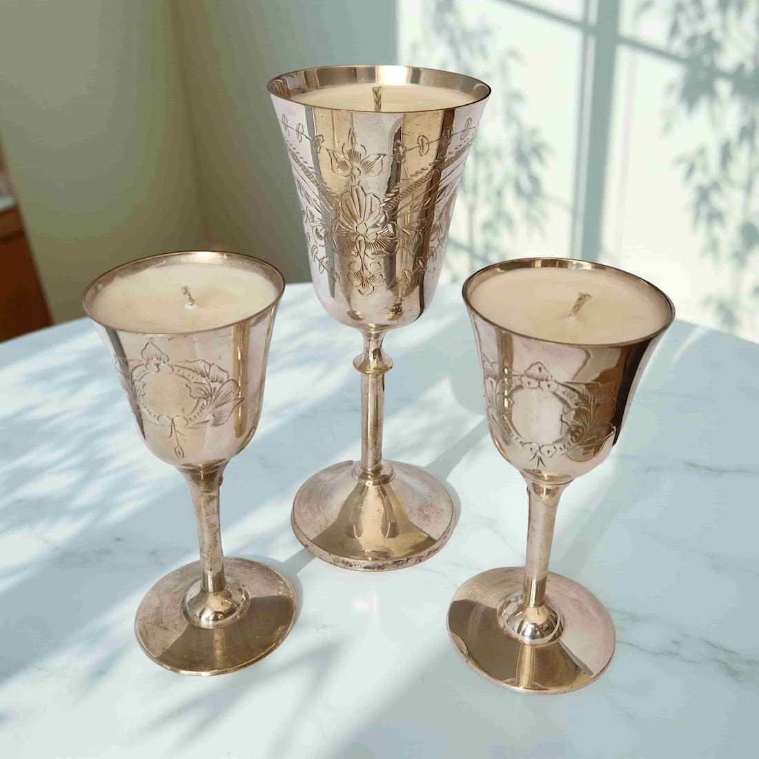 silver goblet candle