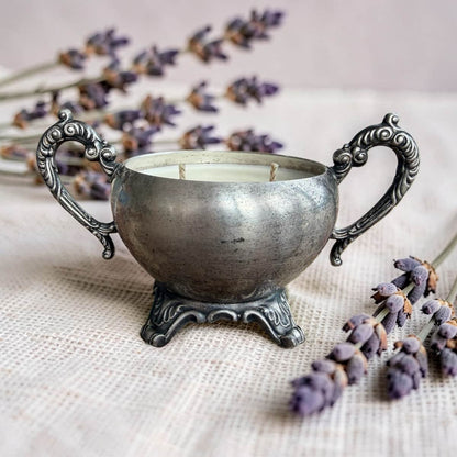 Repurposed Silver Sugar Bowl Candle