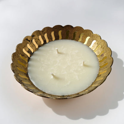 Vintage Indian Brass Dish Candle – Frankincense & Myrrh