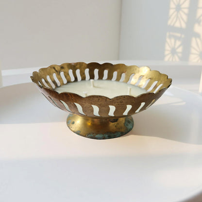 Vintage Indian Brass Dish Candle – Frankincense & Myrrh