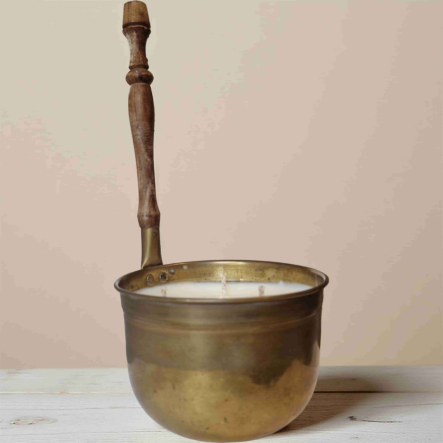 Victorian copper pot candles