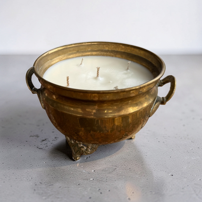 Repurposed Victorian Brass Planter Candles
