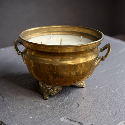 Repurposed Victorian Brass Planter Candles