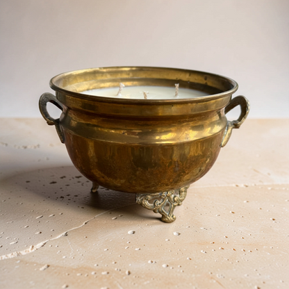 Repurposed Victorian Brass Planter Candles