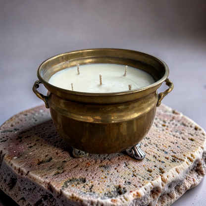 Repurposed Victorian Brass Planter Candles