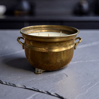 Repurposed Victorian Brass Planter Candles