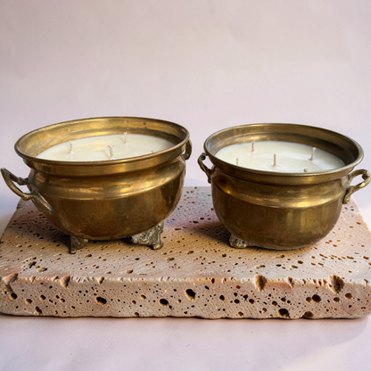 Repurposed Victorian Brass Planter Candles