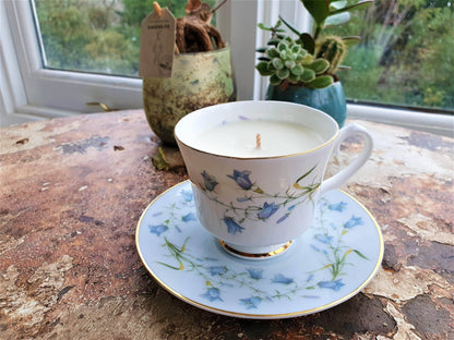 Bluebell teacup candle 