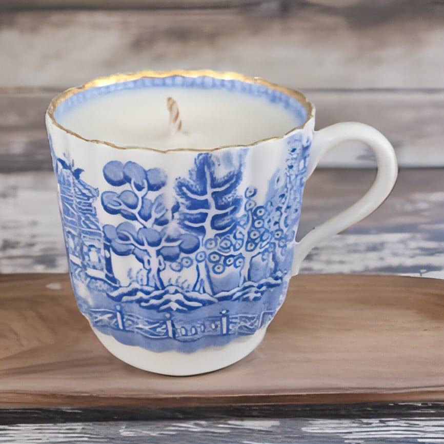 blue teacup candle