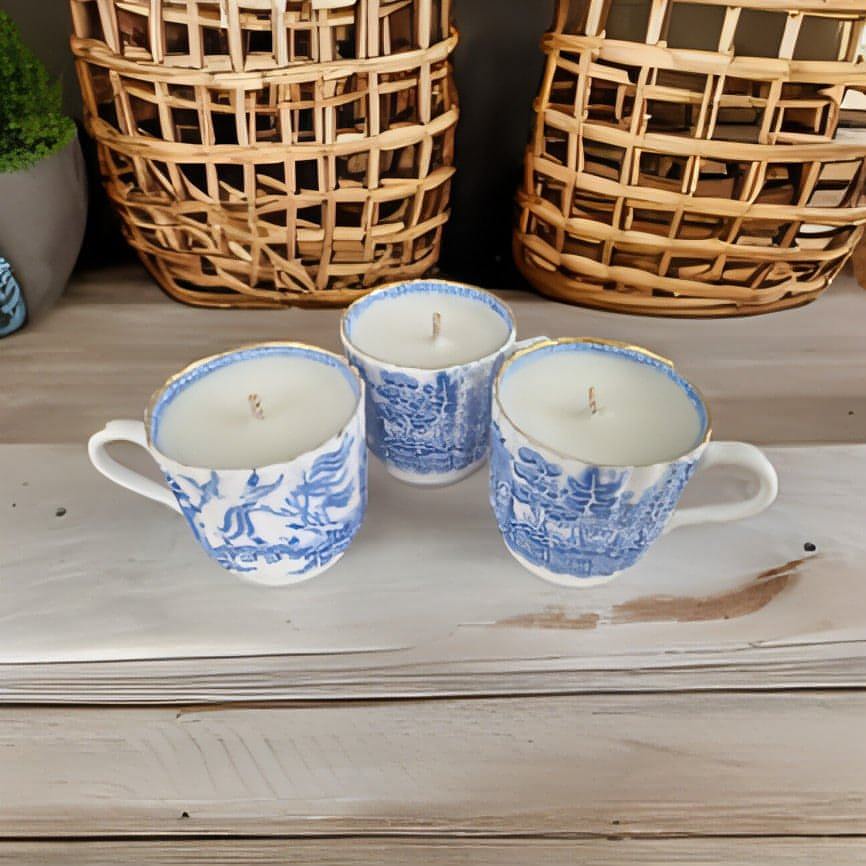blue teacup candle