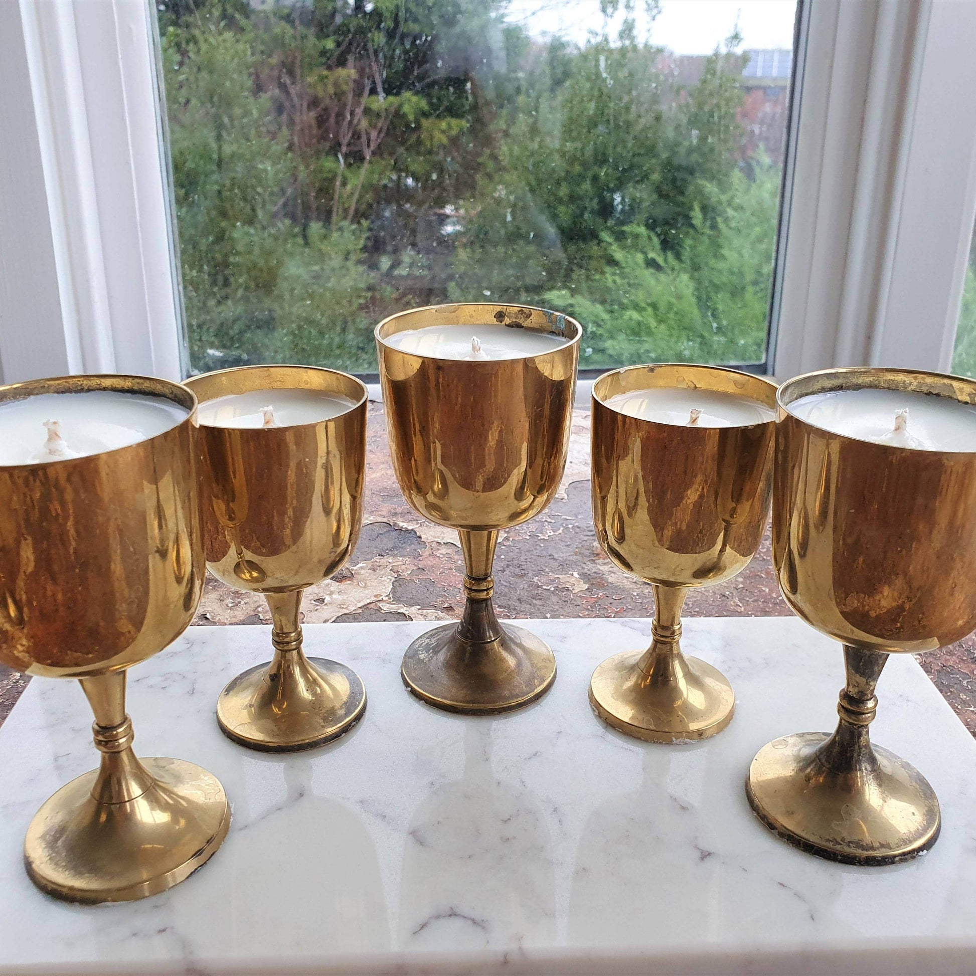 Copper goblet candles