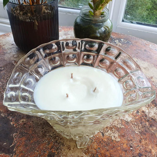 Large 3 wick crystal vase candle