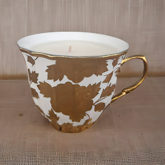gold teacup candle